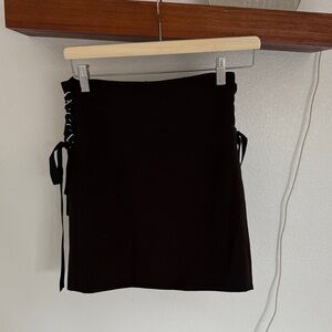 Black Lace-Up Side Mini Skirt - Women